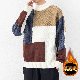 人気商品 セーター ファッション カジュアル 幾何模様 配色 切り替え ラウンドネック 厚手 秋冬 メンズ セーター