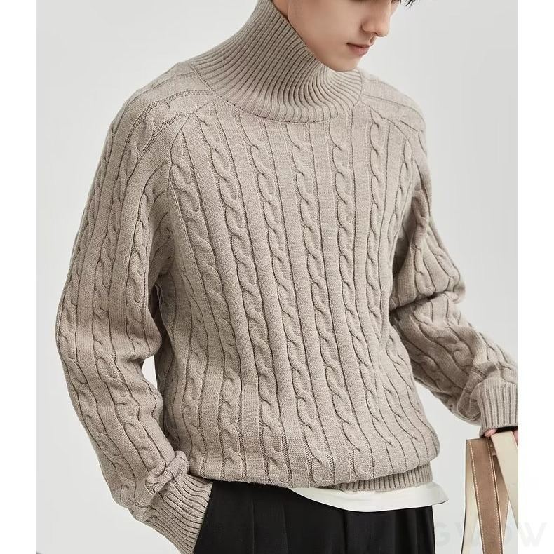 魅力を徹底解剖 セーター 韓国系 カジュアル レトロ 無地 幾何模様 ハイネック 秋冬 メンズ セーター