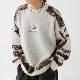 質感のいい セーター ファッション カジュアル ランダムティアード プリント 配色 秋冬 男女兼用 セーター