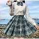 【絶対可愛い】アルファベット シンプル カジュアル プリーツスカート 膝上 学園風 春夏 スカート