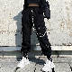 無地 シンプル ストリート系 韓国系 金属飾り 写真通り ハイウエスト アンクル丈（9分丈）カジュアルパンツ