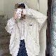 アルファベットプリント長袖ファッションカジュアルプリント春秋フード付きジッパージャケット