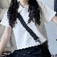 無地半袖シンプル韓国系ボタンショート丈POLOネックボタンＴシャツ・ポロシャツ