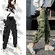 【絶対流行】無地 シンプル ファッション レトロ ストリート系 韓国系 切り替え ハイウエスト カジュアルパンツ