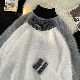 セーター シンプル ファッション カジュアル 韓国ファッション オシャレ 服 冬  服 秋  服 ポリエステル 長袖 一般 ラウンドネック 切り替え 配色