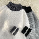 セーター シンプル ファッション カジュアル 韓国ファッション オシャレ 服 冬  服 秋  服 ポリエステル 長袖 一般 ラウンドネック 切り替え 配色