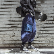 カジュアルパンツ ファッション カジュアル ストリート系 韓国ファッション オシャレ 服 シンプル 春 服 秋  服 メンズ ポリエステル ポケット付き ボウタイ レギュラーウエスト アンクル丈（9分丈） 配色