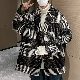 コートシンプルストリート系韓国ファッション オシャレ 服ポリエステル長袖折り襟ボタンボタンチェック柄配色