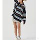 お洒落上級者 カップル セーター 韓国系 ファッション カジュアル カートゥーン プリント 配色 ボーダー 秋冬 セーター