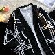 着心地良い カーディガン 韓国系 ファッション カジュアル 配色 プリント Vネック 秋冬 メンズ カーディガン