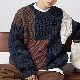 セーター カジュアル 韓国ファッション オシャレ 服 シンプル ファッション 秋冬 メンズ ポリエステル 長袖 一般 一般 ラウンドネック プルオーバー 切り替え 配色