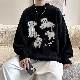 セーターシンプルファッション韓国ファッション オシャレ 服清新キュートメンズ長袖一般一般ラウンドネックプルオーバー切り替え配色プリントカートゥーン