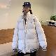 綿コート・ダウンジャケットシンプルファッションカジュアル韓国ファッション オシャレ 服清新男女兼用長袖一般一般スタンドネックジッパー切り替え配色ボーダー