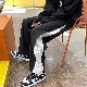 カジュアルパンツシンプルファッションカジュアル韓国ファッション オシャレ 服メンズ切り替えレギュラーウエストロング丈配色プリント