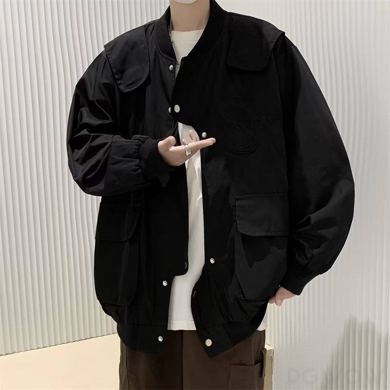 ジャケットファッションカジュアル韓国ファッション オシャレ 服長袖一般一般スタンドネックシングルブレスト刺繍無地