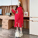 カジュアルワンピースシンプル学園風韓国ファッション オシャレ 服長袖一般フード付きプルオーバースリットプリントストレートスカート動物柄幾何模様