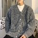 カーディガン シンプル 韓国ファッション オシャレ 服 秋冬 メンズ ポリエステル 長袖 一般 一般 Vネック シングルブレスト ボタン 無地