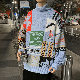 目を奪われる セーター ファッション カジュアル レトロ 配色 チェック柄 プリント ハイネック 秋冬 メンズ セーター