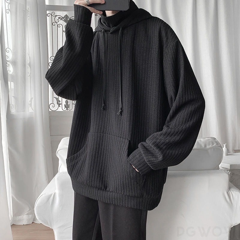 セーター定番韓国ファッション オシャレ 服メンズ長袖一般一般フード付きプルオーバーボウタイ無地