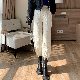 カジュアルパンツシンプルファッション韓国ファッション オシャレ 服大きめのサイズ感レディーススリットハイウエストロング丈無地ビックシルエット骨格ナチュラル体型をカバー防寒柔軟加工