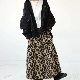 スカートシンプルカジュアル韓国ファッション オシャレ 服大きめのサイズ感ロング切り替えハイウエストAラインヒョウ柄体型をカバー