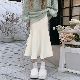 スカートロマンチックファッション韓国ファッション オシャレ 服エレガントギャザーハイウエストAライン無地伸縮性あり防寒
