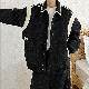 カーディガン 定番 韓国ファッション オシャレ 服 秋冬 メンズ ポリエステル 長袖 一般 一般 ラウンドネック ジッパー 切り替え 配色