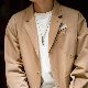【Designer Pick】ジャケット シンプル ファッション カジュアル 韓国ファッション オシャレ 服 ナチュラル 秋冬 メンズ ポリエステル 長袖 一般 一般 折り襟 シングルブレスト なし 無地