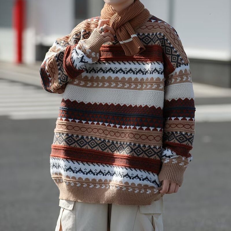 セーター 一般 冬  服 春 服 メンズ シンプル ニット 長袖 韓国ファッション オシャレ 服 プルオーバー ラウンドネック 一般 幾何模様 秋  服