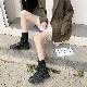 ブーツ韓国ファッション オシャレ 服レディースPU暖かいカジュアルレトロ切り替えクロスストラップフラットヒール丸トゥフラットヒールその他その他ラバーショート