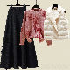 ホワイト/ベスト＋レッド/セーター+ブラック/スカート