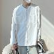 シャツ ポリエステル 韓国ファッション オシャレ 服 一般 春 服 メンズ 秋  服 ファッション 清新 ボタン ポケット付き カジュアル 無地 長袖 ラウンドネック 一般 ボタン シンプル